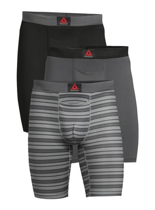 Reebok Men’s Underwear – Long Leg Performance Boxer Briefs (6 Pack), Size  Medium, Grey/Orange/Black
