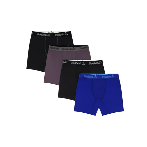Reebok Men's Featherweight Performance Regular Leg Boxer Briefs, 4 pack Sizes S-XL