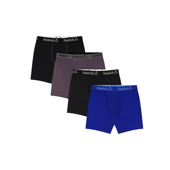 Reebok Men's Featherweight Performance Regular Leg Boxer Briefs, 4 pack Sizes S-XL