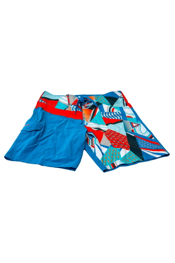 Men's Geo Board Shorts Medium Swimming Trunks Geometric Orange Blue