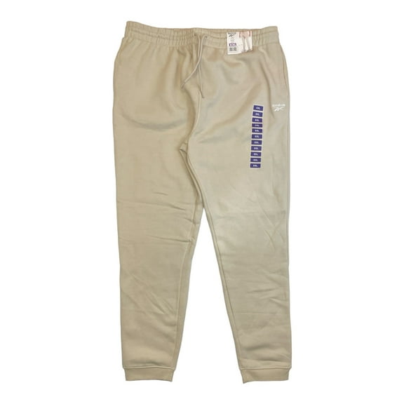 Reebok Men's Identity Fleece Elastic Waist Joggers With Pockets (Oatmeal, S)