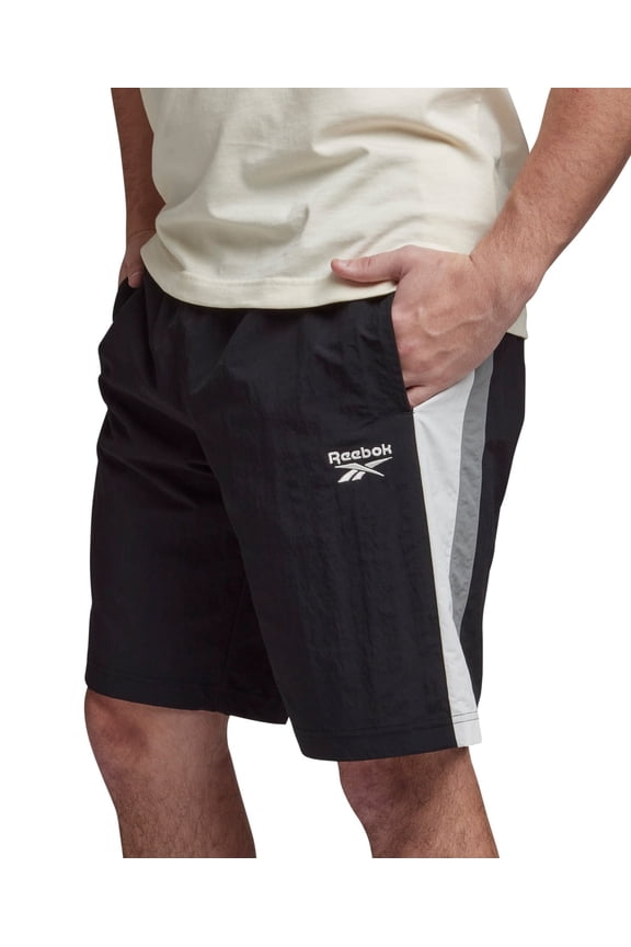 Men's Ivy League Regular Fit Colorblocked Crinkled Shorts Black Large