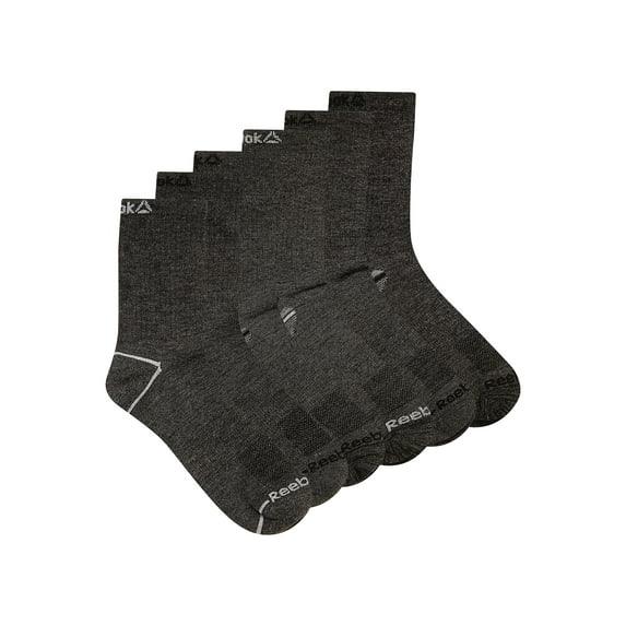 Reebok Men's Lightweight Mid Crew Socks, 6-Pack