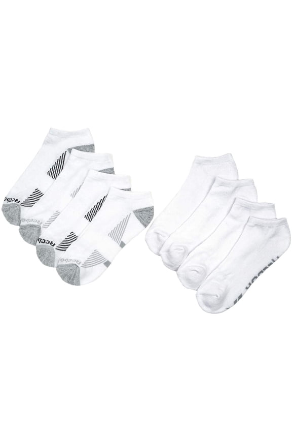 Men's Low Cut Socks Cushion Performance Training, White, 8 Pairs