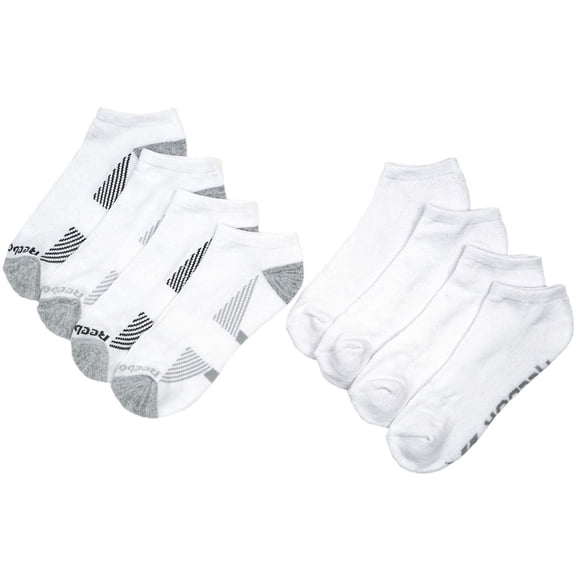 Reebok Men's Low Cut Socks Cushion Performance Training, White, 8 Pairs - L