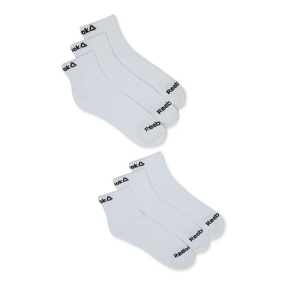 Reebok Men's Socks, Performance Cotton Blend Quarter Socks, 6-Pack