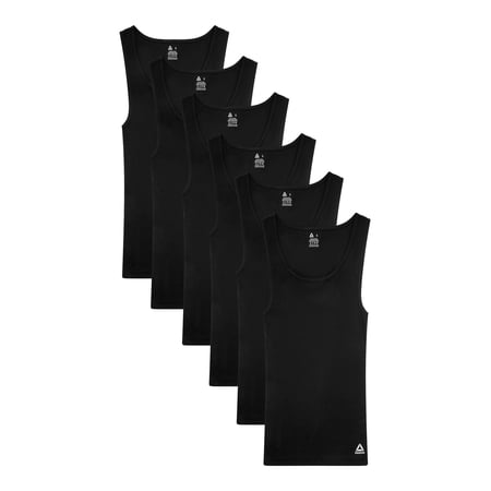 Reebok Men’s Performance Cotton Rib Tank Undershirts, 6 Pack, Sizes S–3XL