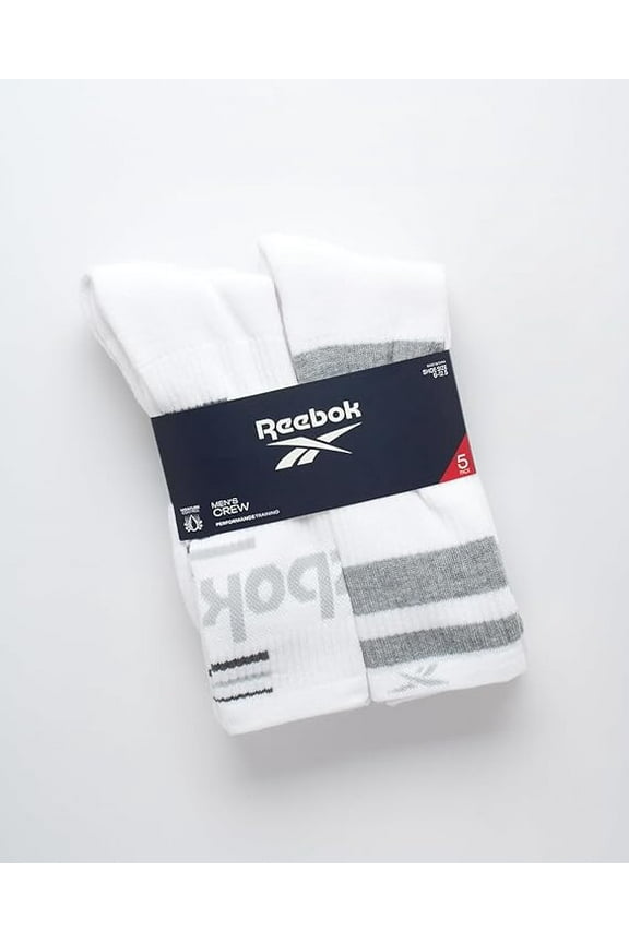 Men's Performance Cushion Comfort Crew Socks, 5-Pack White For Men (6-12.5) CR03002