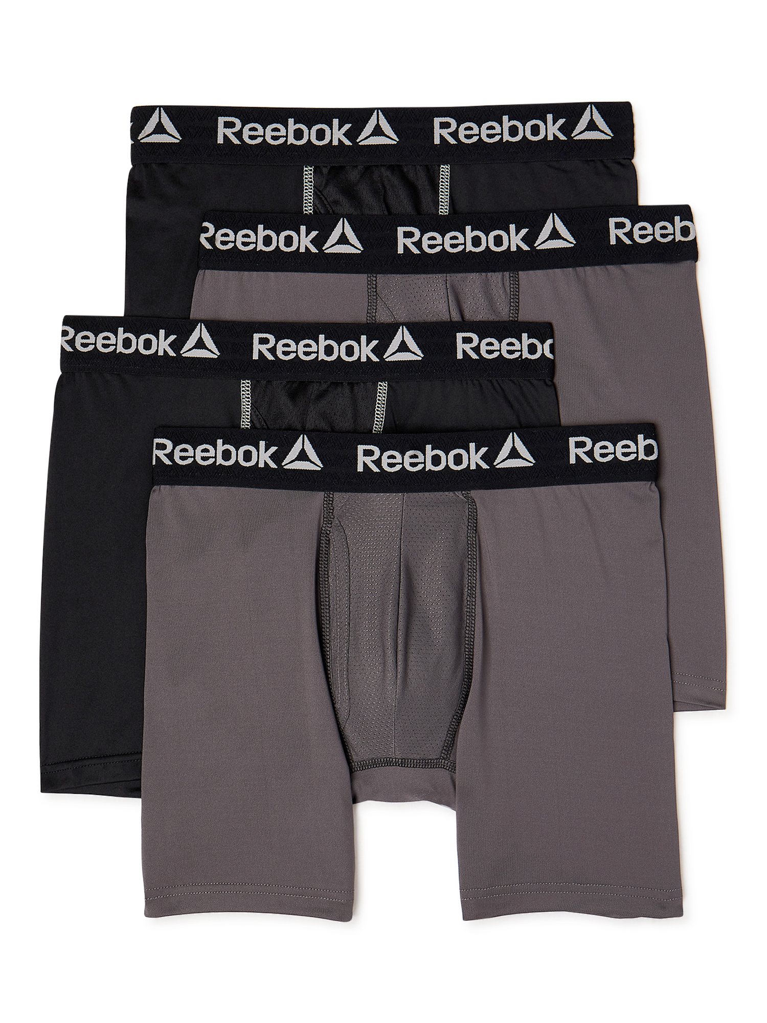 Reebok Men's Performance Regular Leg Boxer Briefs, 4 Pack - image 1 of 8