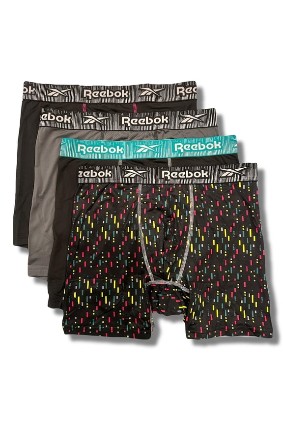 Men's Polyester Boxer Briefs Underwear, Black (4 Pack)