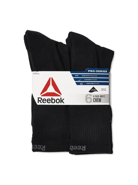 Men's Pro Series Crew Socks, 6-Pack Black Color