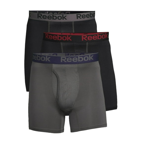 Reebok Men's Underwear Pro Series Performance Long Leg Boxer Brief, 7.5-Inch, 3-Pack