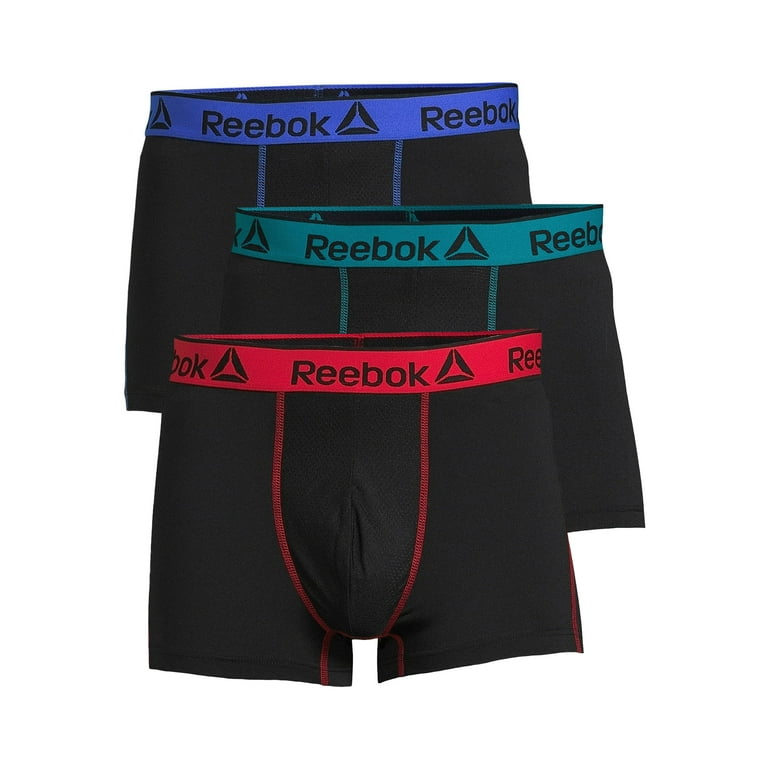 Reebok Men’s Featherweight Performance Boxer Briefs Underwear, 6 Inch,  3-Pack