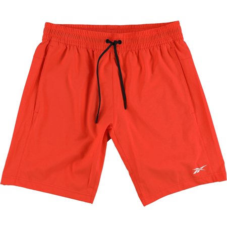 Reebok Mens Solid Athletic Workout Shorts, Orange, Small