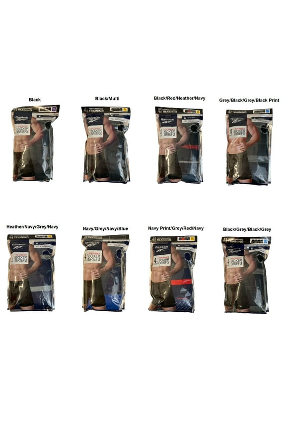 Men's Speedwick Performance Training Boxer Briefs 4 Pack (Black/Red/Heather/Navy, M (32-34))