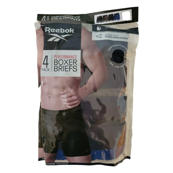Reebok Men's Speedwick Performance Training Boxer Briefs 4 Pack (Navy/Grey/Navy/Blue, L (36-38))