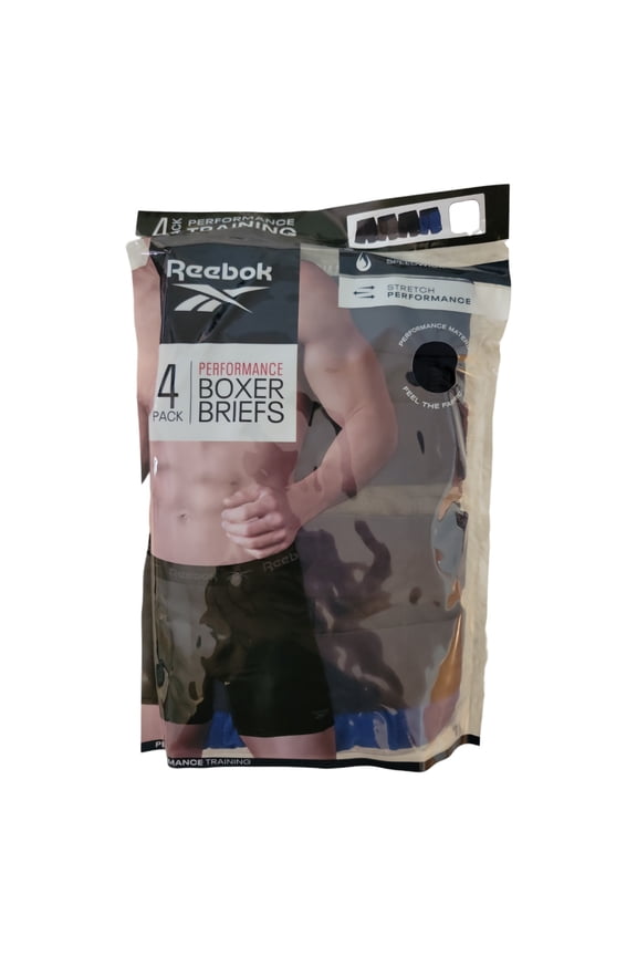 Men's Speedwick Performance Training Boxer Briefs 4 Pack (Navy/Grey/Navy/Blue, L (36-38))