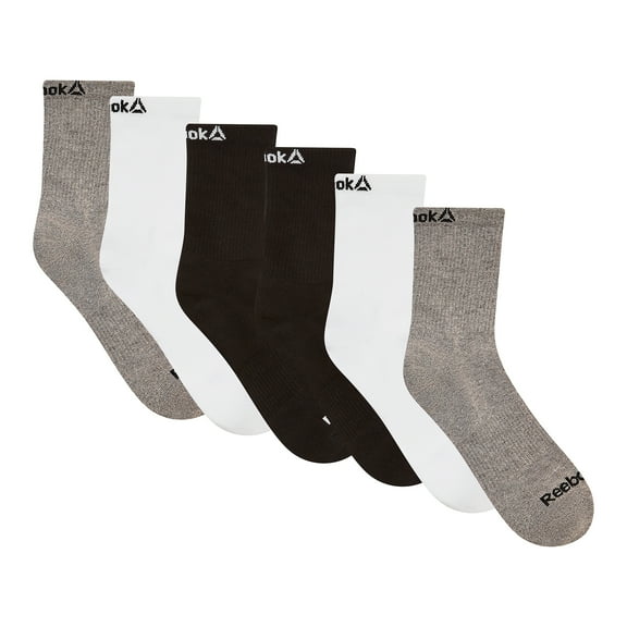 Reebok Men's Targeted Cushion Mid Crew Socks, 6-Pack