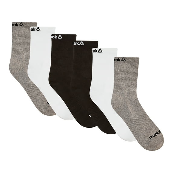 Reebok Men's Targeted Cushion Mid Crew Socks, 6-Pack