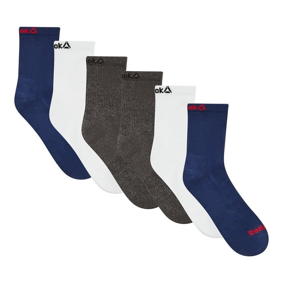 Reebok Men's Targeted Cushion Mid Crew Socks, 6-Pack