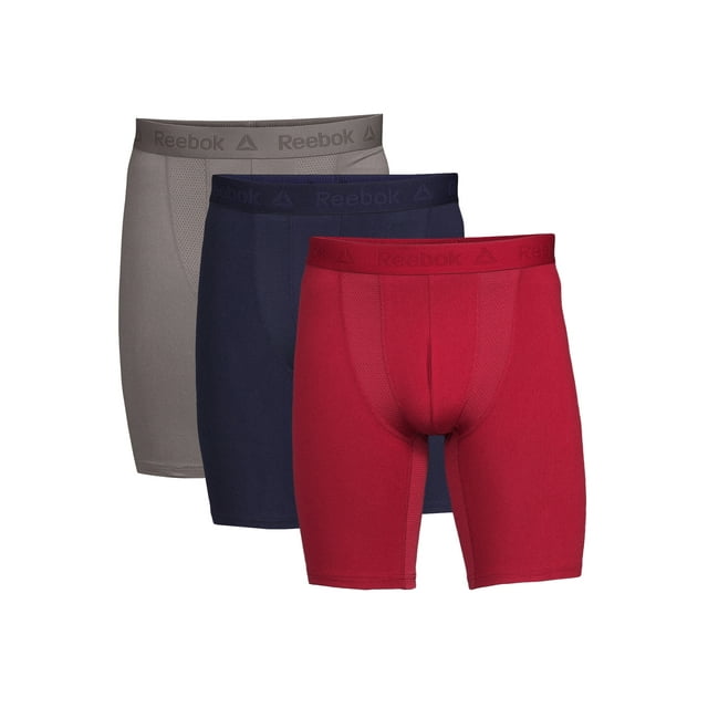 Reebok Men's Tech Comfort Long Length Boxer Brief Underwear, 9 inch, 3 ...