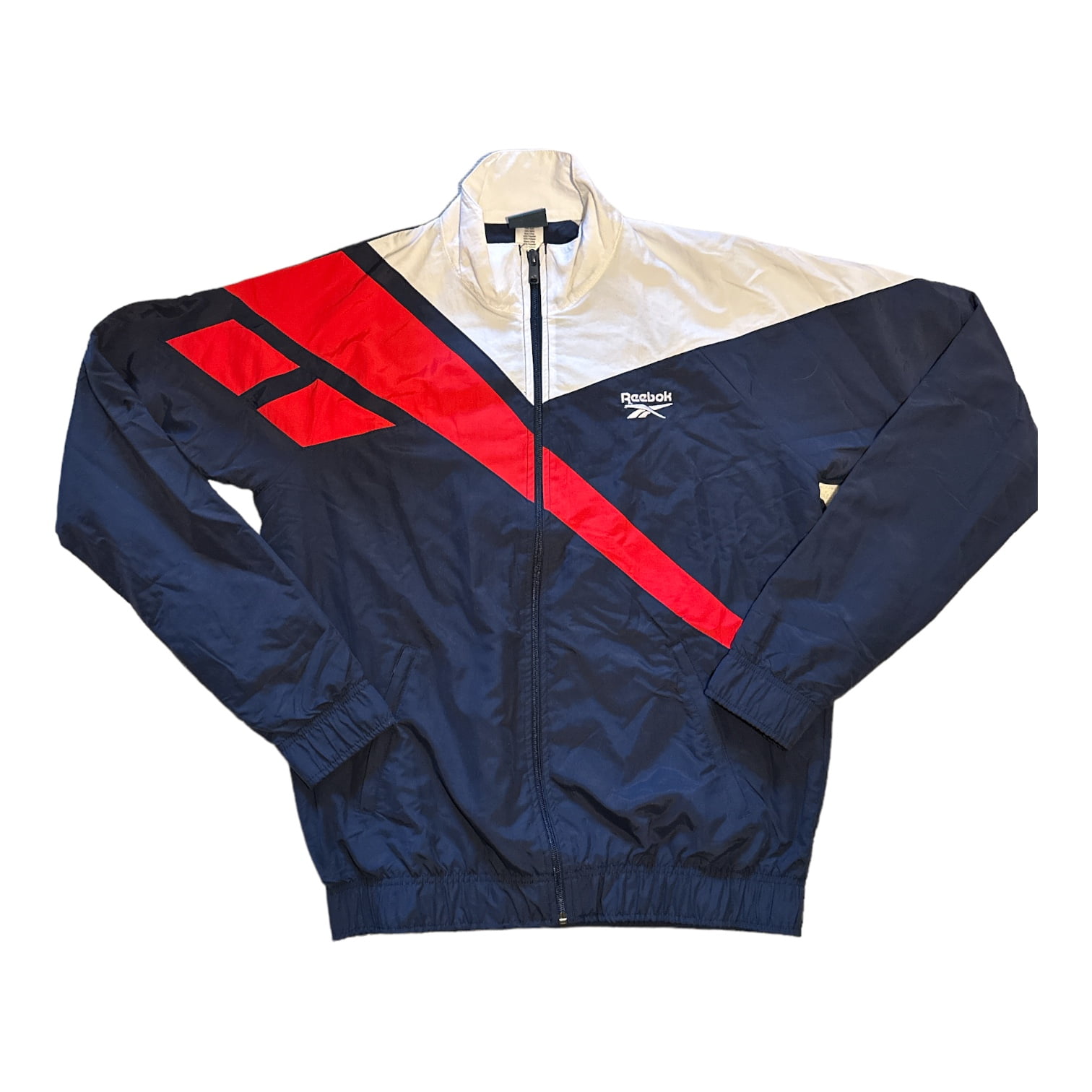 Reebok Men's Embroidered Logo Classics Lightweight Woven Track Jacket  (Vector Navy, XXL)