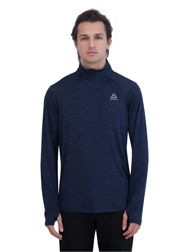8yards Men’s RIBMOCK Reebok Men's Trail Quarter-Zip Pullover Sweatshirt, Moisture