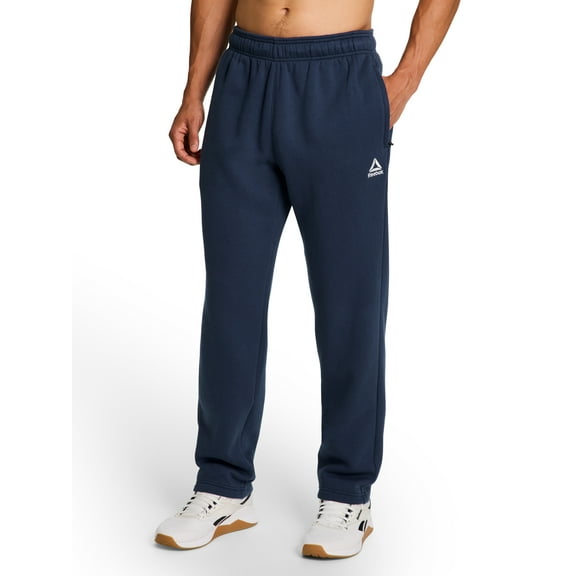 Reebok Men's & Big Men's Delta Logo Fleece Relaxed Fit Open Leg Sweatpants, Sizes XS-5XL