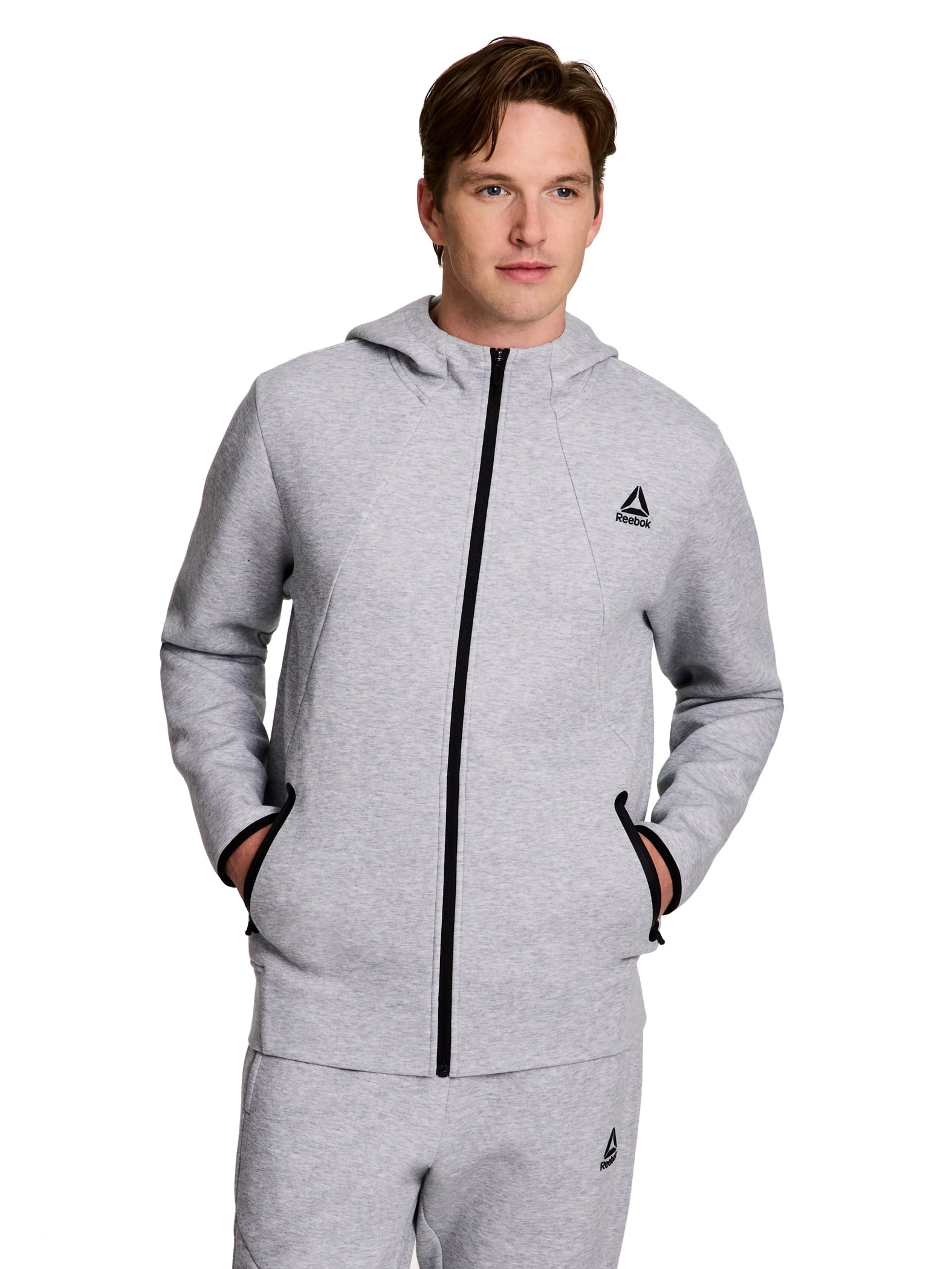 Reebok Men's and Big Men's Momentum Fleece Full Zip Hoodie, Sizes XS-5XL