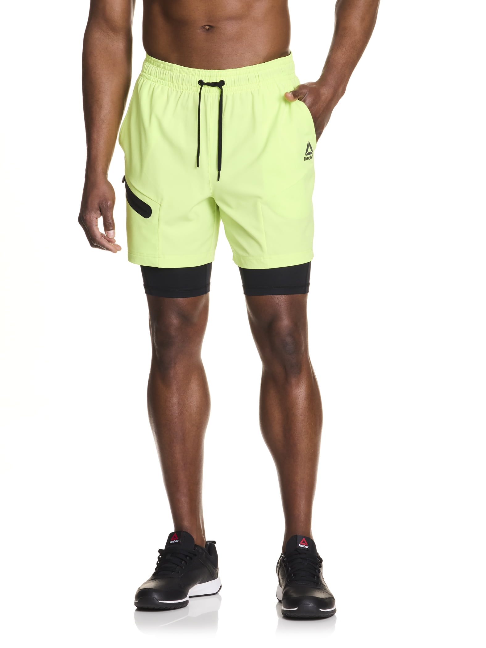 Reebok Men's and Big Men's Power Up 2-in-1 Woven Shorts (6" Inner, 9" Outer Inseam), Sizes XS-3XL