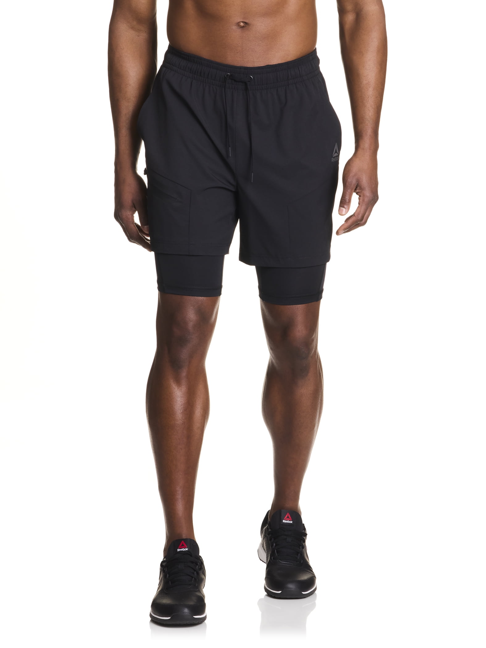 Reebok Men's and Big Men's Power Up 2-in-1 Woven Shorts (6" Inner, 9" Outer Inseam), Sizes XS-3XL