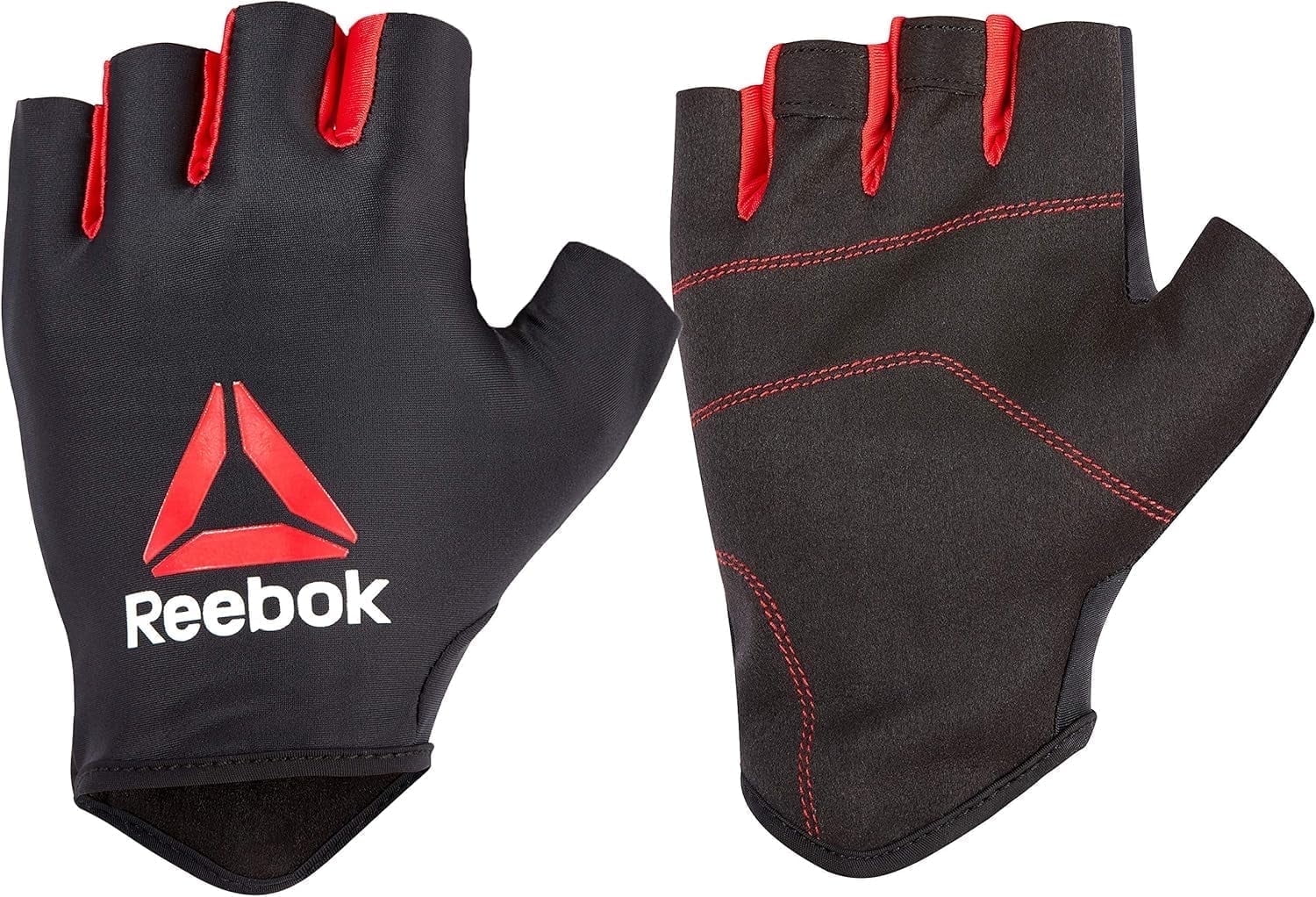 Reebok Men's and Women's Featherlight Weight Lifting Workout Gloves with Natural Suede Grip (Small, Black/Red)