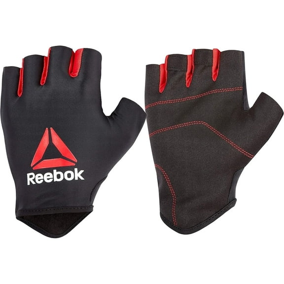Reebok Men's and Women's Featherlight Weight Lifting Workout Gloves with Natural Suede Grip (Small, Black/Red)