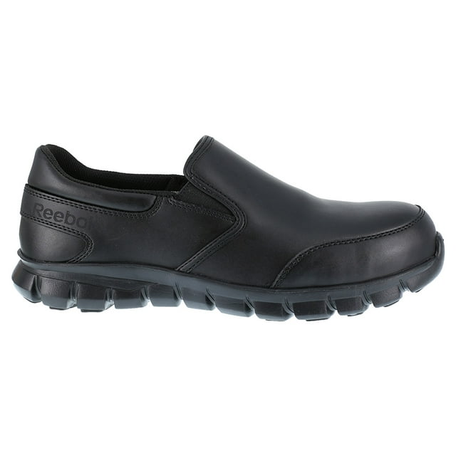 Reebok Mens Black Leather Work Shoes Slip-On ESD Comp Toe 7W