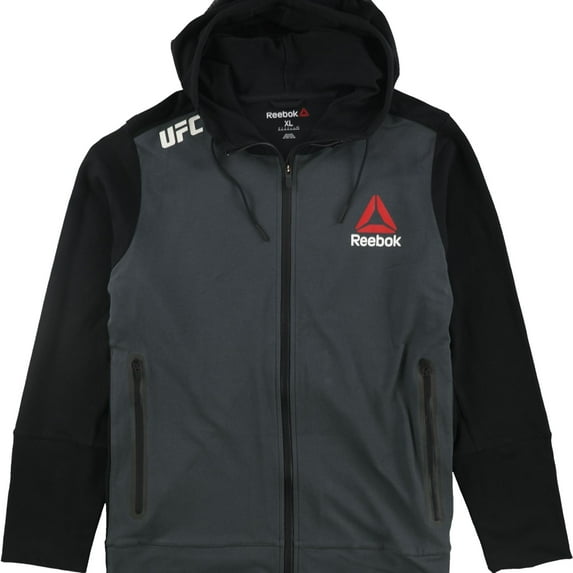 Reebok Mens Champion Fight Night Walkout Hoodie Sweatshirt, Grey, Small