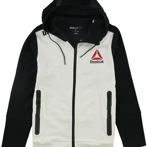 Reebok Mens Champion Fight Night Walkout Hoodie Sweatshirt, White, Medium