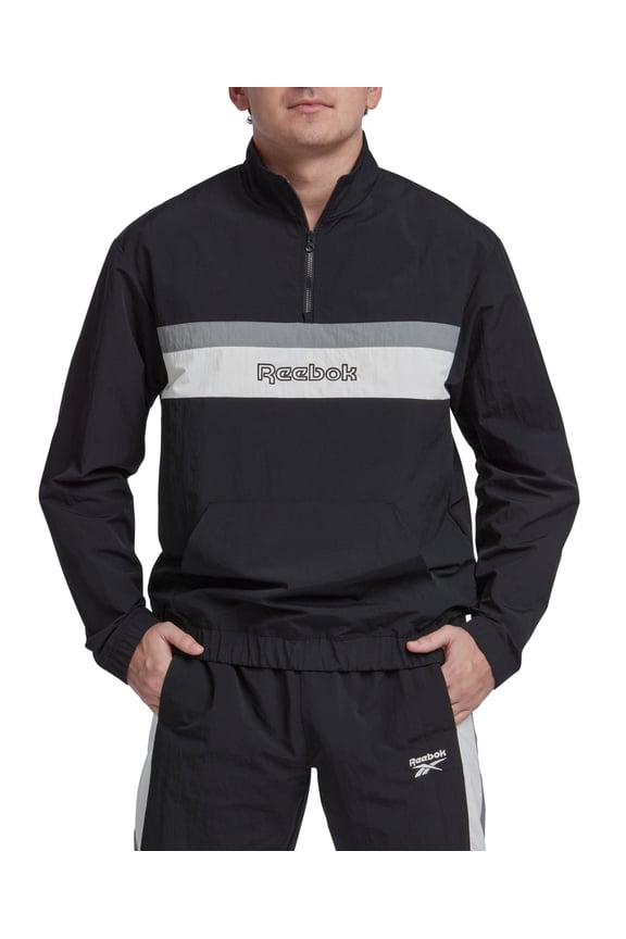 Sweatshirts Men's Large Black White Retro Colorblocked Quarter-Zip FTS887