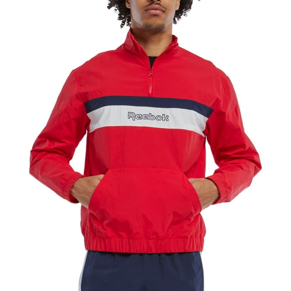 Reebok Mens Classic fit Quarter zip Sweatshirt XL Red Grey Black