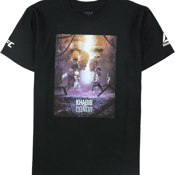 Reebok Mens Las Vegas Khabib Vs Conor Graphic T-Shirt, Black, Large