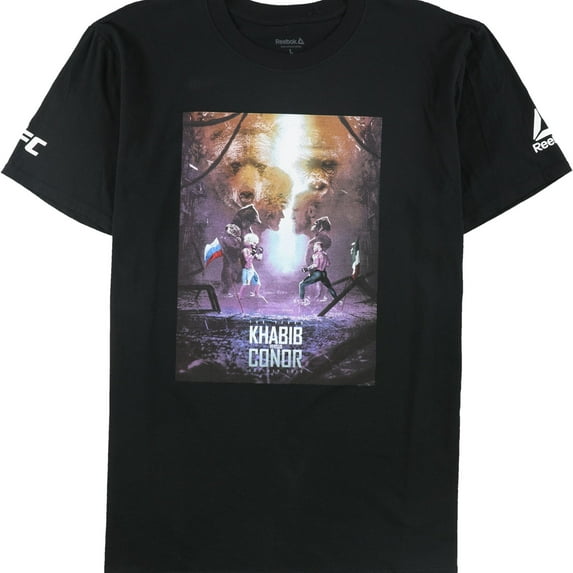 Reebok Mens Las Vegas Khabib Vs Conor Graphic T-Shirt, Black, Large