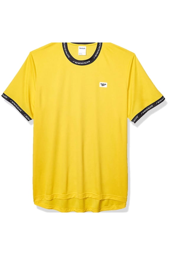 Mens Logo Trim Embellished T-Shirt, Yellow, Small