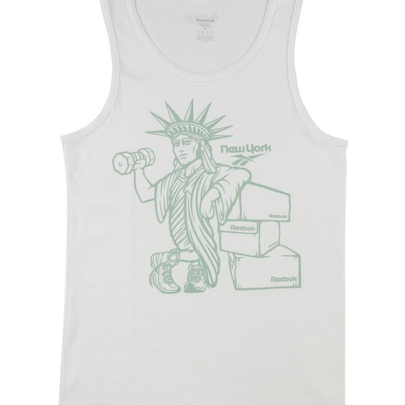 Reebok Mens New York Statue of Liberty Working Out Tank Top, White, Large