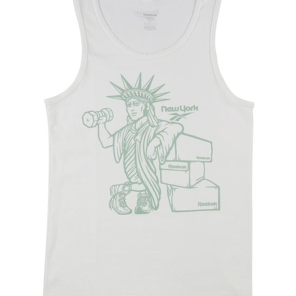 Reebok Mens New York Statue of Liberty Working Out Tank Top, White, Large