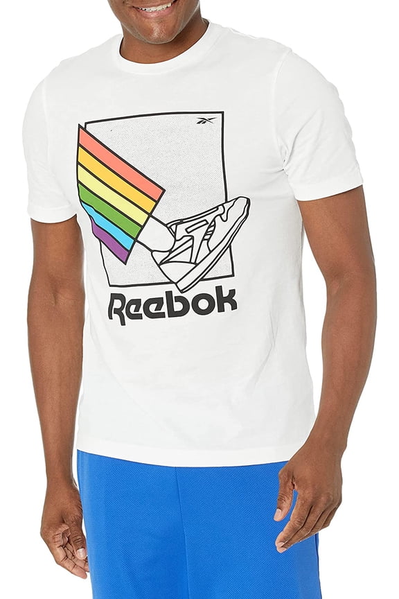 Mens Pride Tee White/Pride Graphic Medium