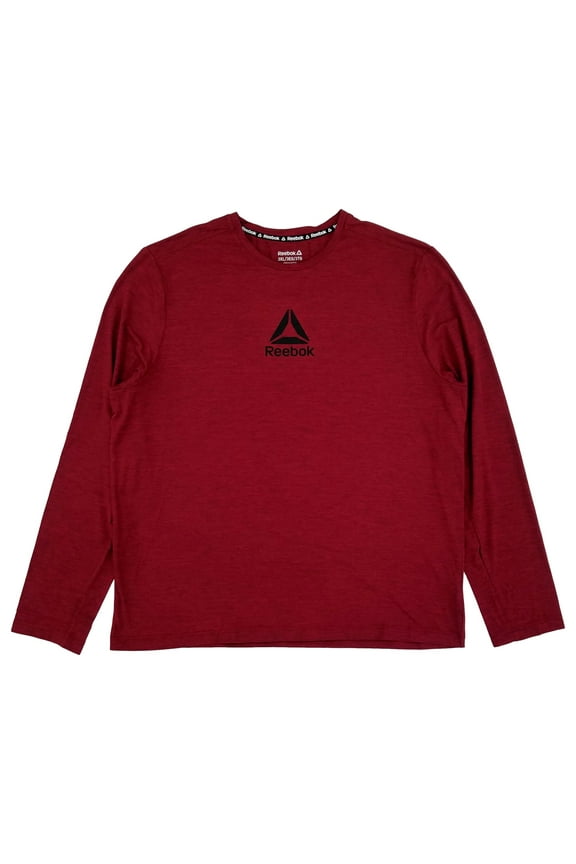 Mens Red Garnet Heather Long Sleeve Performance Crew Active Shirt 3XL