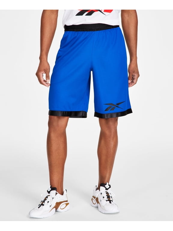 Mens Regular Fit Logo Print Mesh Basketball Shorts Medium Vector Blue