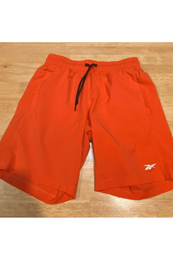 Mens Regular fit Drawstring Shorts Medium Orange Solid Moisture Wicking