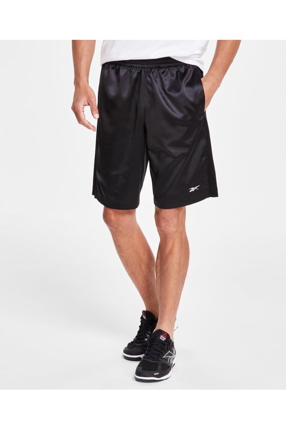 Mens Regular fit Athletic Basketball Shorts Large Satin Black Solid