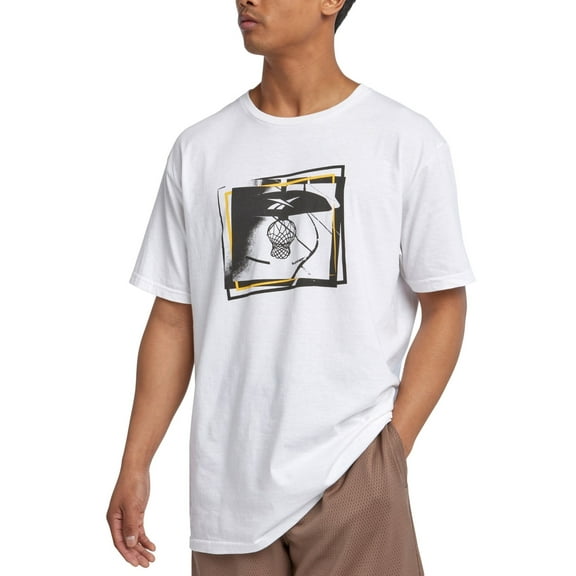 Reebok Mens Regular fit Short Sleeve Graphic T-Shirt Shirt XXL White Solid
