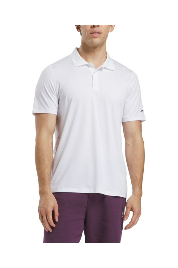 Men's Short Sleeve Performance Training Polo Shirt Wicking White Large